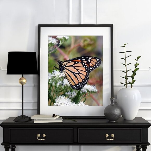 Monarch Butterfly on a‎ Flower Photography Oil Painting Art Print - Picture 4 of 7
